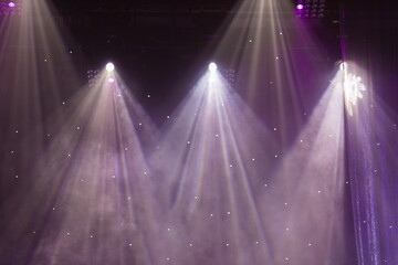Stage light and smoke on stage, lighting and spotlights.