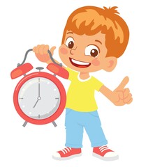 Boy holding clock