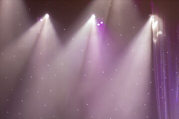 Stage light and smoke on stage, lighting and spotlights.
