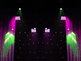 Stage light and smoke on stage, lighting and spotlights.