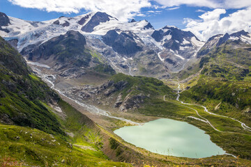 High mountain road through the Susten Pass in the Swiss Alps