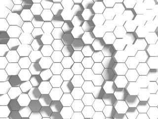 Abstract white geometric hexagon background