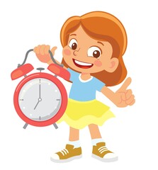 Girl holding clock