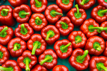 Red bell pepper background, colorful vegetable background