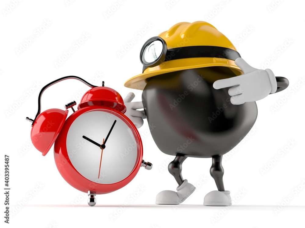 Sticker miner character with alarm clock