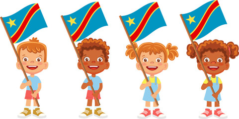 Democratic Republic of the Congo flag in hand set