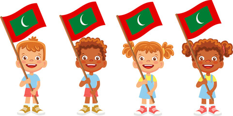 Maldives flag in hand set