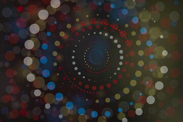 Colorful balloons of different sizes on a black background