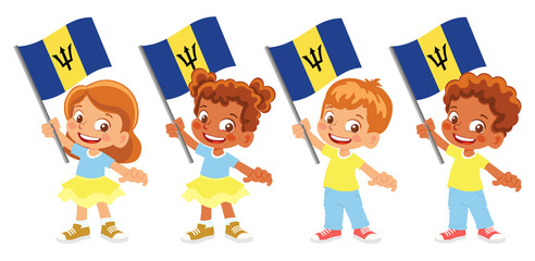 Barbados flag in hand set