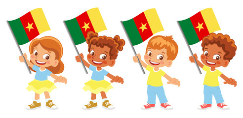 Fototapeta premium Cameroon flag in hand set