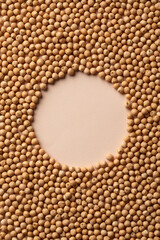 Round raw organic chickpea seeds frame. Chick pea beans grain circle backdrop. Healthy vegetarian diet food background, copy space. Food source plant based vegan protein.Healthy diet veggie superfood.