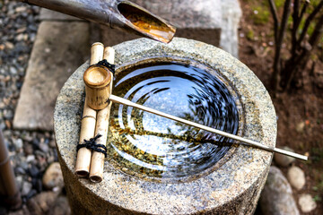 日本のつくばい　和風イメージ