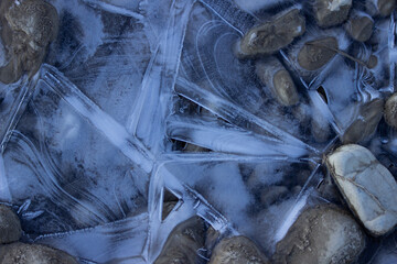 ice on mountain stones, abstraction