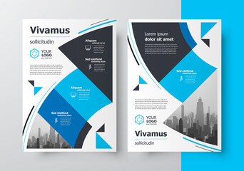 Flyer brochure design, business flyer size A4 template, creative leaflet, trend cover blue color