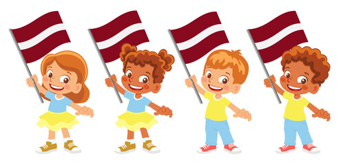 latvia flag in hand set