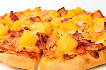 Hawaiian Pizza on a white background
