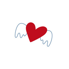 Heart with wings vector icon
