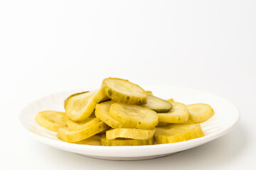 Pickle cucumbers on a white background