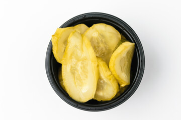 Pickle cucumbers on a white background