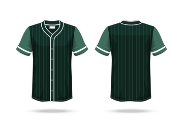Specification Baseball T Shirt Dark Green Mockup isolated white background , Blank space on the shirt for the design and placing elements or text on the shirt , blank for printing , illustration