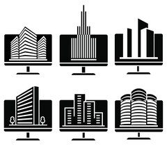Obraz premium Architect icon vector set. design illustration sign collection. skyscraper symbol.