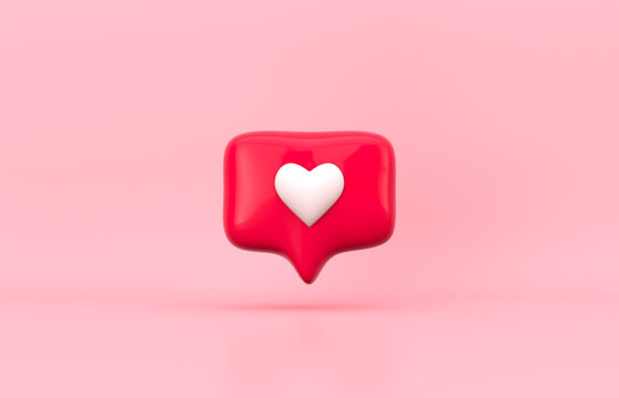 Abstract 3d social media notification love icon. Valentine's day concept.