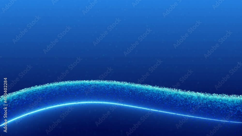 Wall mural glittering glowing neon wave abstract modern 3d background video loop