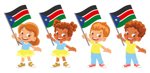 South Sudan flag in hand set