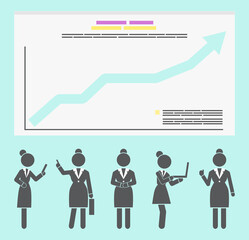 Obraz premium Creative business growth graphics design with growth arrow of financial indicators concept vector. Business improvement plan productivity graph fund management investment strategy company