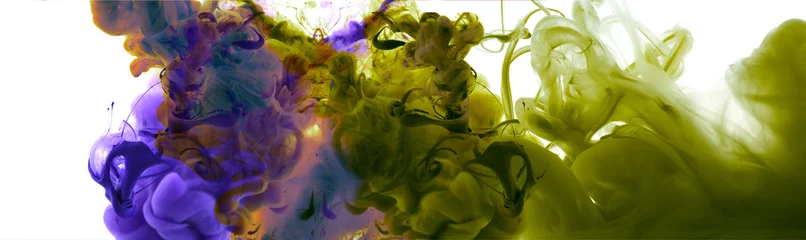 Foto op Plexiglas Acrylic colors in water. Ink blot.  Abstract white background. © Liliia
