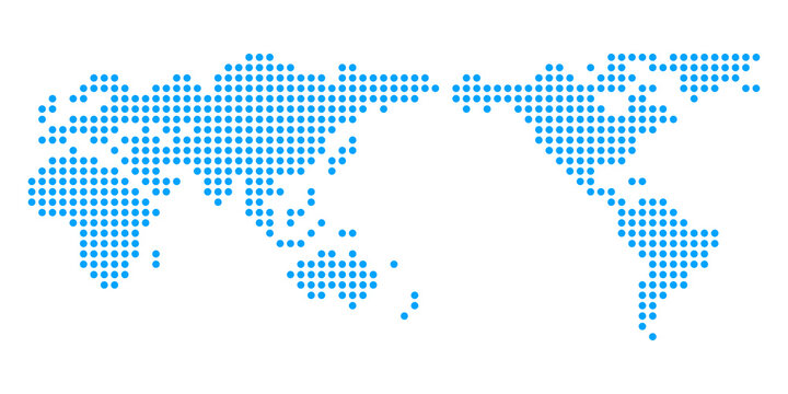 世界地図水色ドットサークルのベクター背景イラスト素材