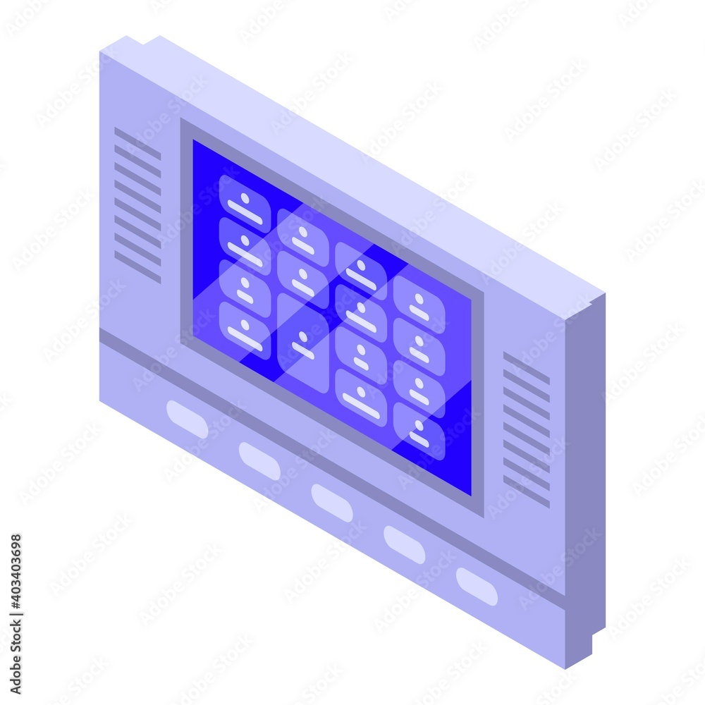 Poster door lock control panel icon. isometric of door lock control panel vector icon for web design isolat