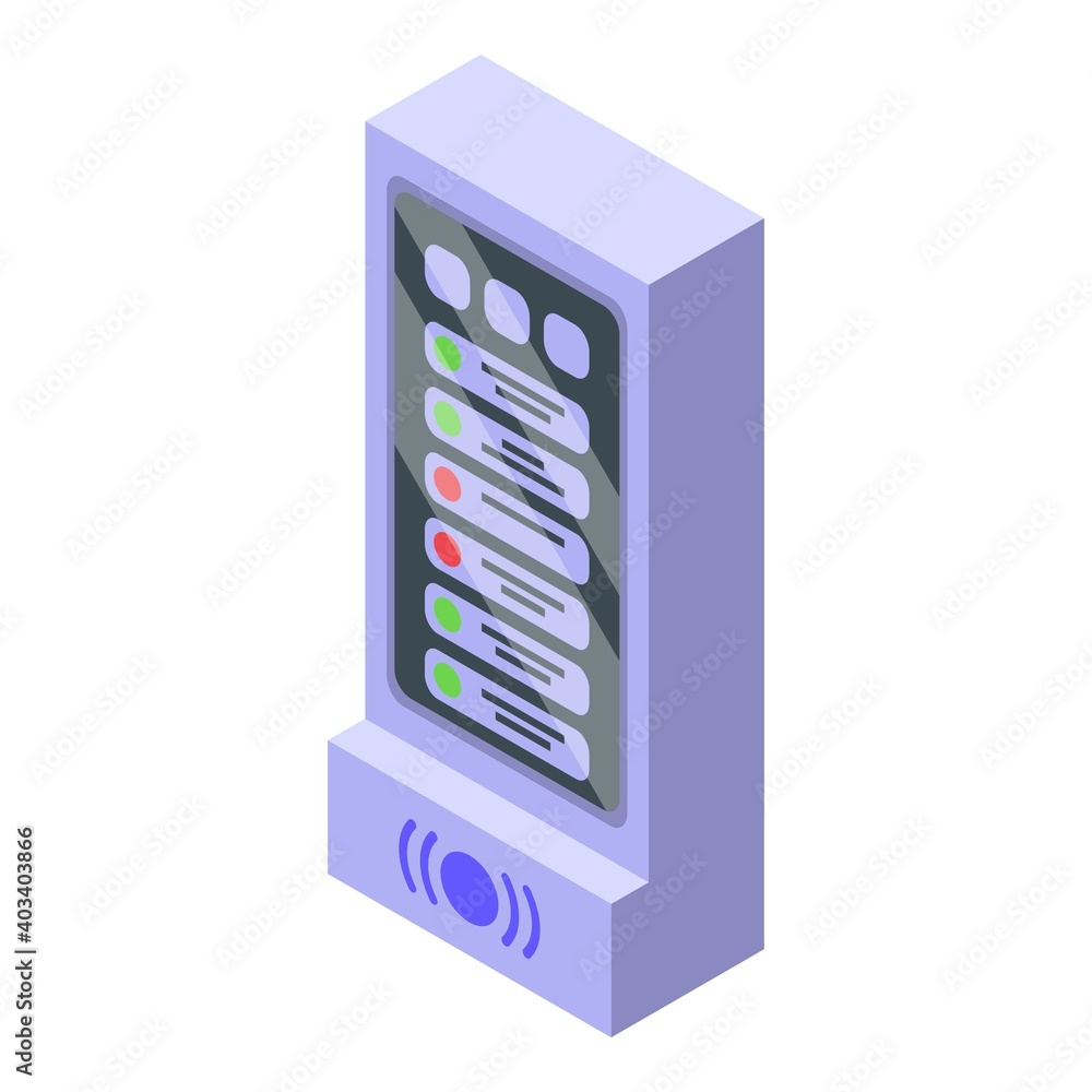 Poster touch panel control icon. isometric of touch panel control vector icon for web design isolated on wh