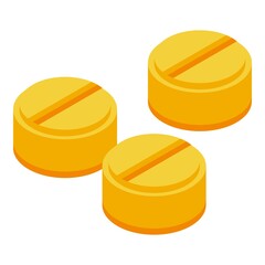 Vitamin pills icon. Isometric of vitamin pills vector icon for web design isolated on white background