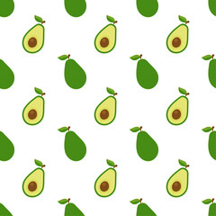 Illustration Seamless pattern Flat Avocado isolated on white background , fruit patterns texture fabric , wallpaper minimal style , Raw materials fresh fruits , vector