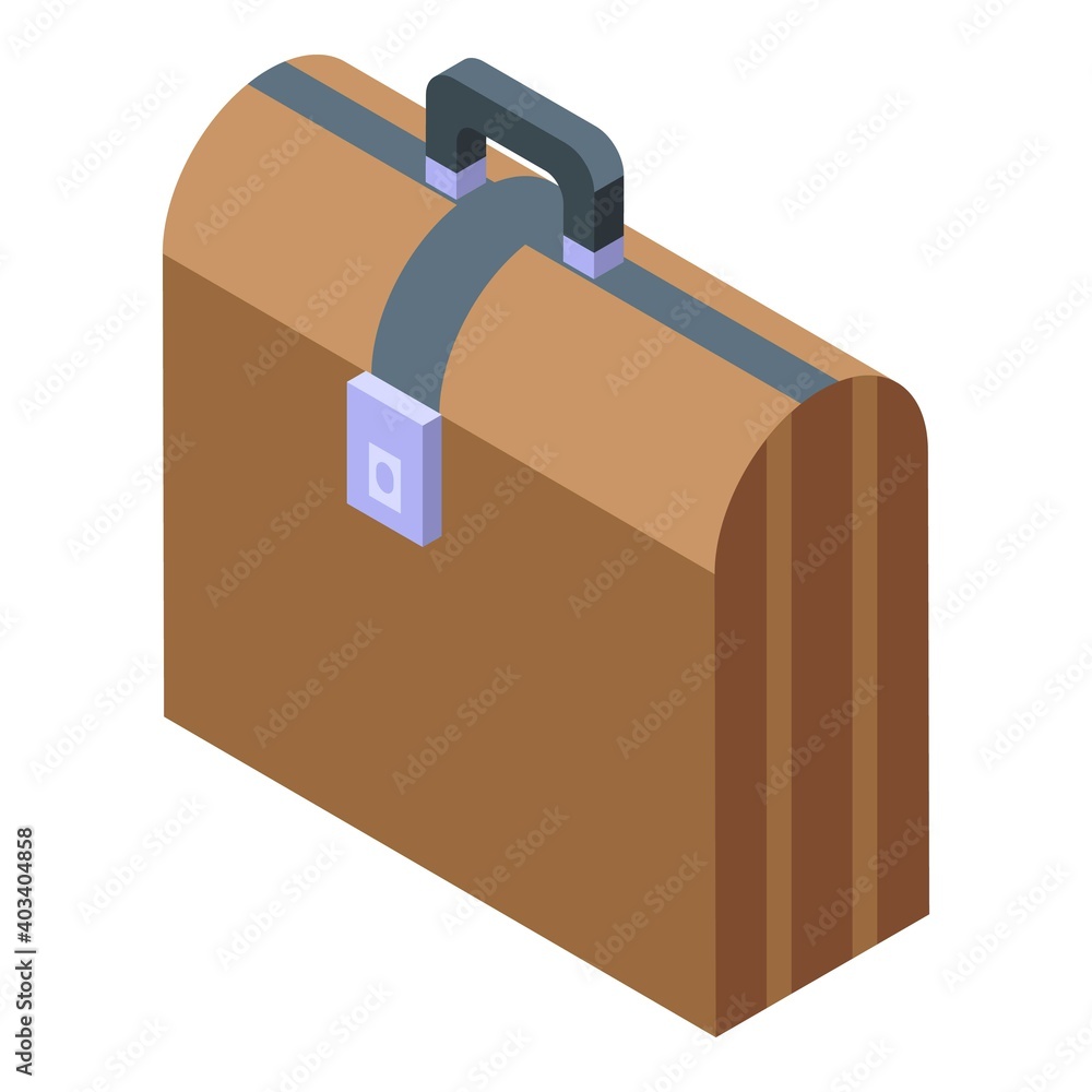 Poster office briefcase icon. isometric of office briefcase vector icon for web design isolated on white ba