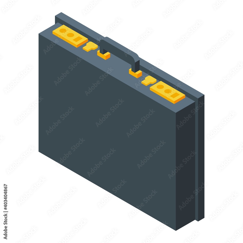 Poster briefcase accessory icon. isometric of briefcase accessory vector icon for web design isolated on wh