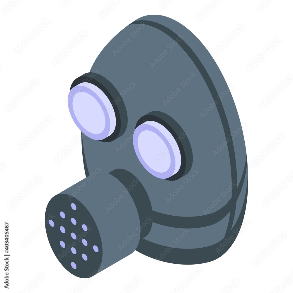 Poster pollution gas mask icon. isometric of pollution gas mask vector icon for web design isolated on whit