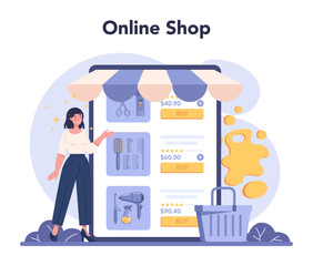 Hairdresser online service or platform. Idea of hair care in salon.