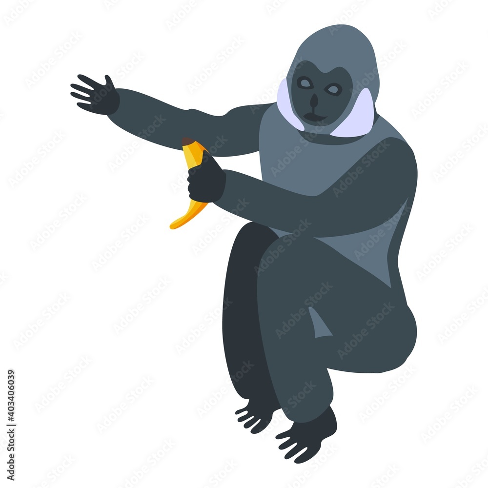 Poster banana gibbon icon. isometric of banana gibbon vector icon for web design isolated on white backgrou