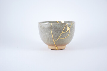 Antique Kintsugi grey cup
