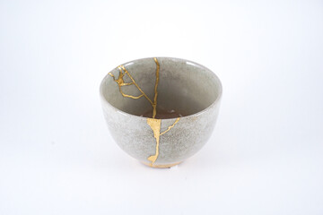 Antique Kintsugi grey cup