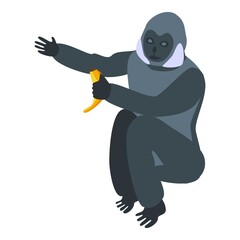 Banana gibbon icon. Isometric of banana gibbon vector icon for web design isolated on white background