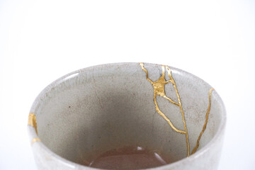 Antique Kintsugi grey cup