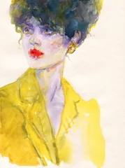 Rolgordijnen watercolor illustration. female portrait. illustration.   © Anna Ismagilova