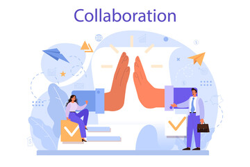 Collaboration concept. Office characters working in team.