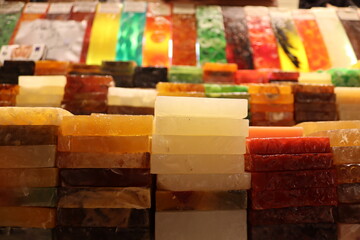 Traditional colorful Ottoman soap in a market
