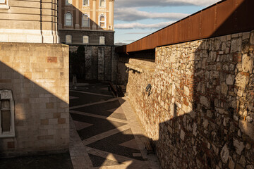 2020 Budapest December: Buda Castle building shadows 