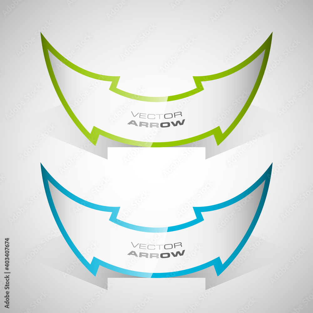 Poster Vector Arrow banners set. Direct shape. 3d Abstract Background. Business infographic presentation diagram. Section compare service. Up and down trend. Paper index. Exact pointer