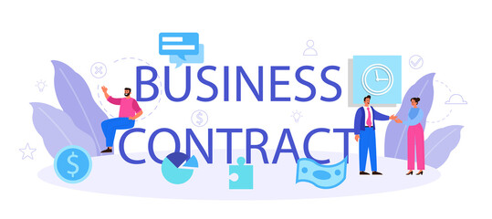 Business contract typographic header. Official contract and business